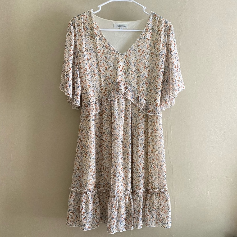 NEW Manydress Chiffon Floral Print Boho Dress (SMALL)
